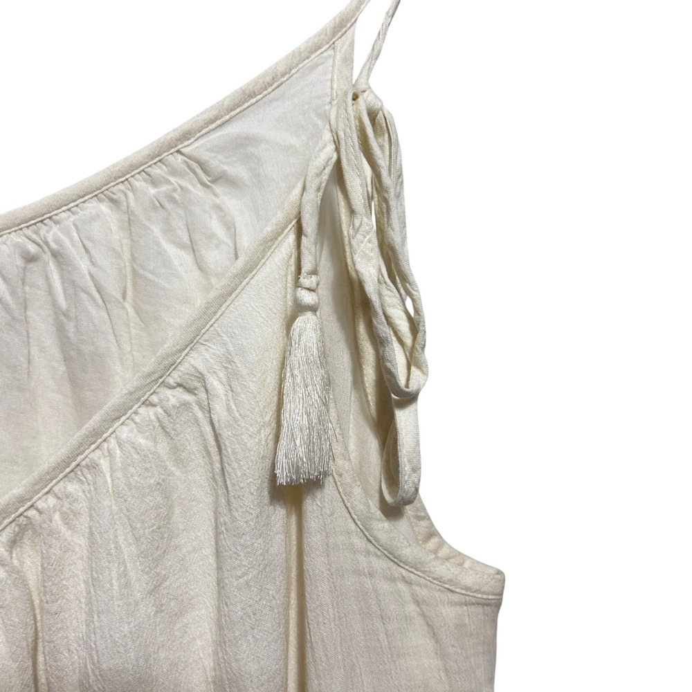 Old Navy Women Boho Cottage Maxi Dress L Ivory Colorblock Tiered Resort Festival - Picture 6 of 11